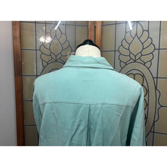 Soft Surroundings Teal Tencel Button Down Tunic Oval Buttons Style 10320 Size L - Picture 6 of 13